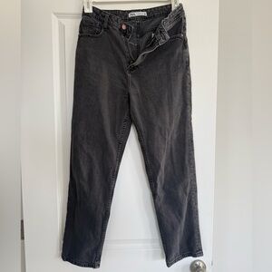 Zara Straight Leg Black Wash Denim Pants (8)